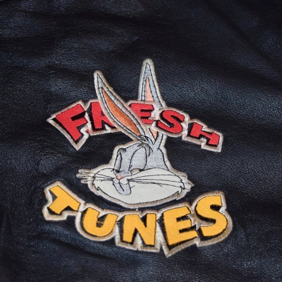🔥RARE🔥 VINTAGE 1990'S LOONEY TUNES "JUST CHILLIN" LEATHER BOMBER JACKET XL - Picture 3 of 13